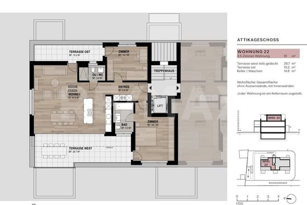 Leben am Mooswiesenweg  1.5-Zi.-Attikawohnung mit zwei grossen Terrassen 2