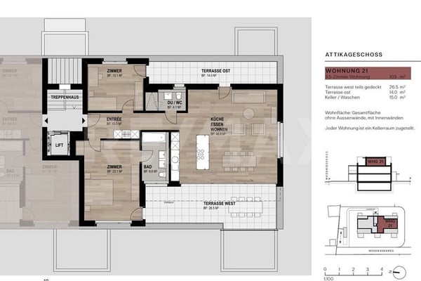Leben am Mooswiesenweg  1.5-Zi.-Attikawohnung mit zwei grossen Terrassen 2