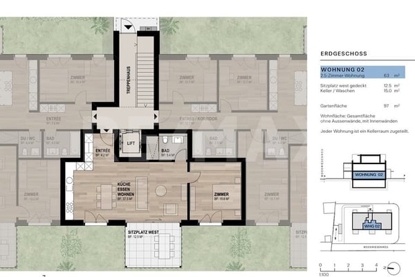 Leben am Mooswiesenweg  praktische 1.5-Zi.-Wohnung mit privatem Garten und gedecktem Sitzplatz 2