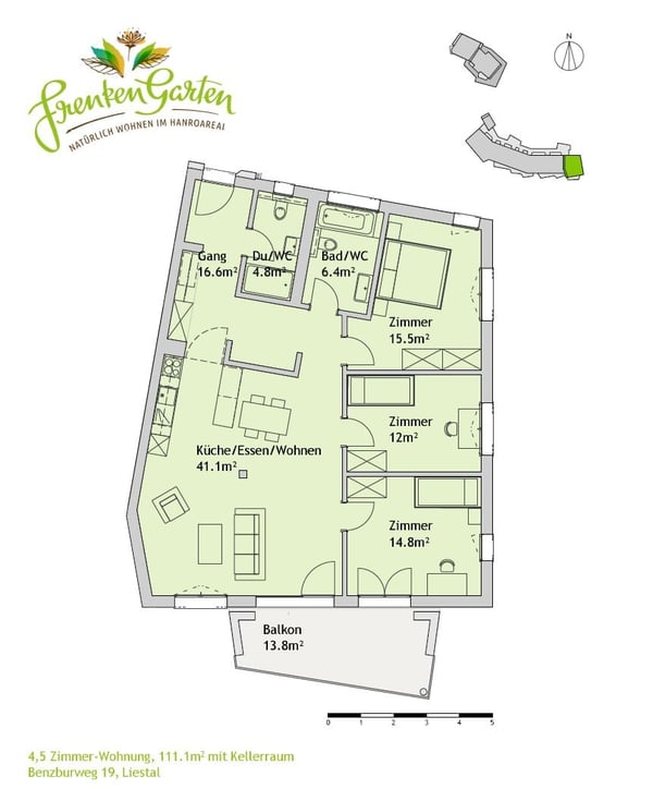 Offene 1.5-Zimmerwohnung mit Balkon und Lift 15