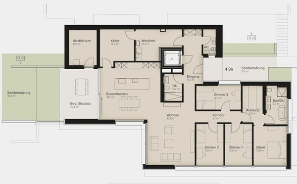 Traumhafte Fernsicht auf Alpstein mit Säntis und Churfirsten - 1.5-Zi.-Terrassenhaus 15