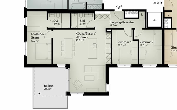 150 m² - 1.5-Zi.-Wohnung | 2. OG 8