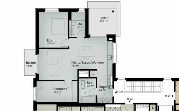 120 m² - 1.5-Zi.-Wohnung | 2. OG 8