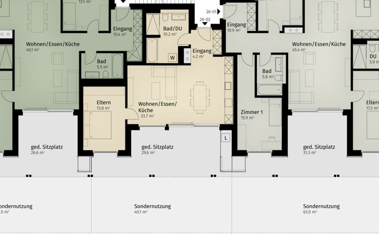 96 m² | 2.5-Zi.-Gartenwohnung | Erstbezug