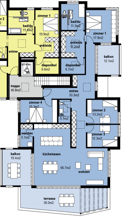 Hochwertige 1.5-Zimmer-Attikawohnung in Visp - Überbauung Mondpark 43