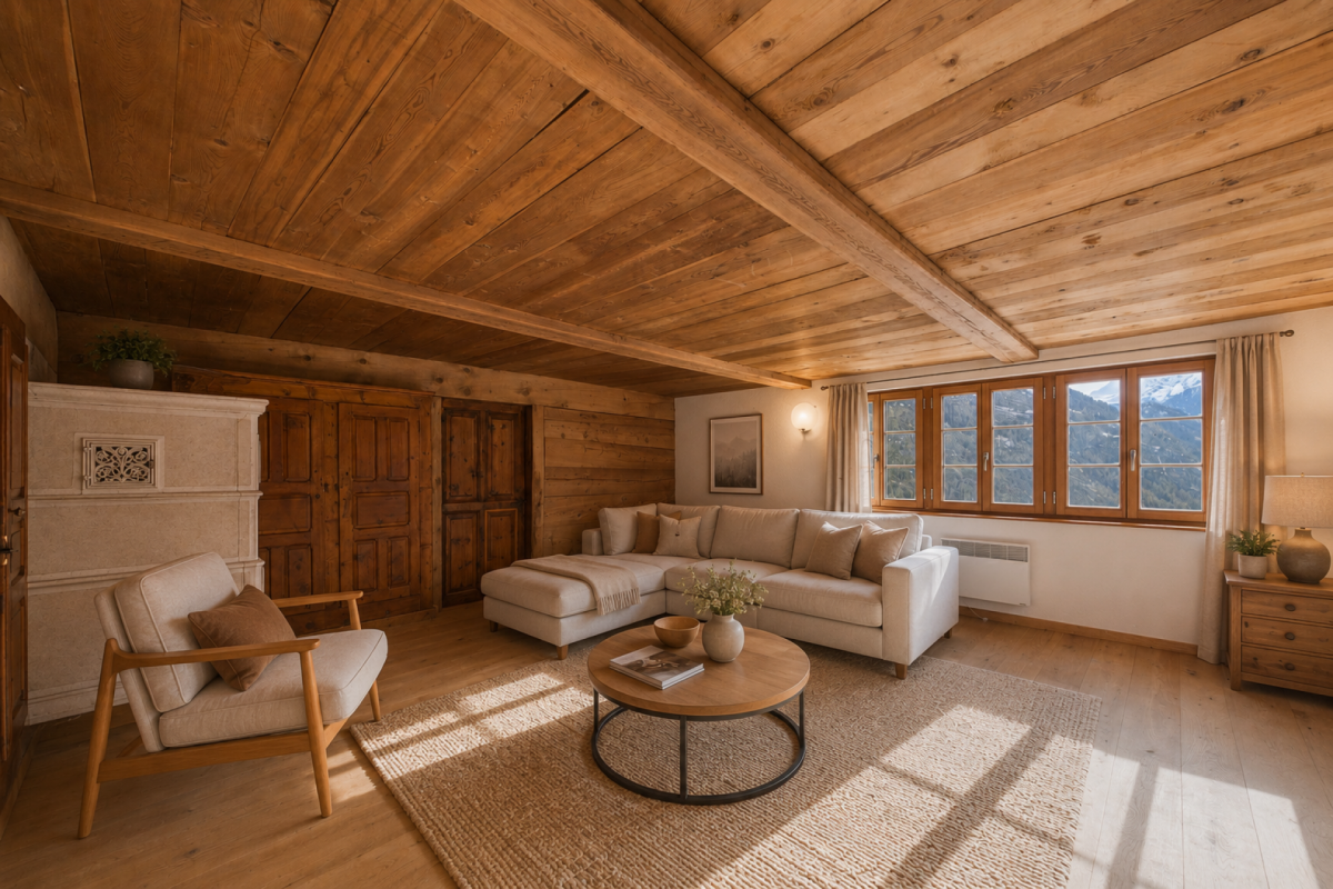 Charmante 3.5 Zimmer Wohnung im Chalet Stil in Törbel - sonnige Hanglage mit Bergsicht
