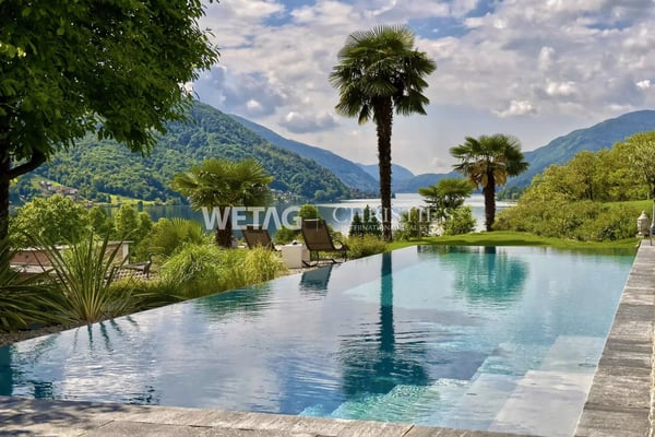 Lugano-Agno: Elegante Villa mit Panorama-Infinity-Pool, Sauna & weitem Blick auf den Luganersee zu verkaufen