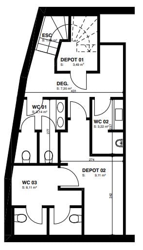 Arcade de 183 m2 + sous-sol 5