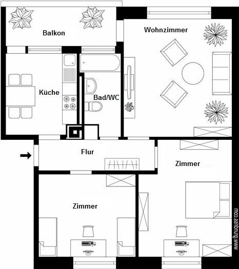 Schöne 3 Zimmer-Wohnung an sonniger und ruhiger Lage 6