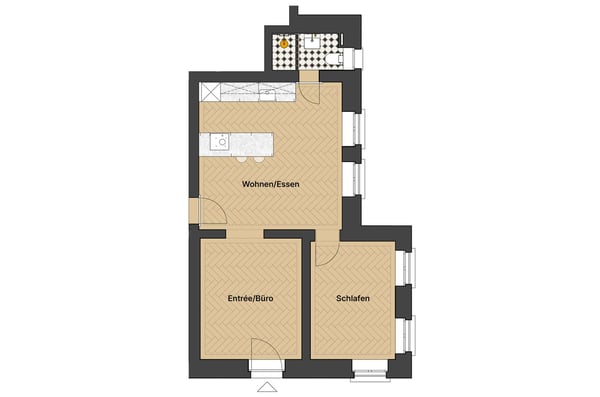 Stilvolle 1.5-Zimmer-Wohnung mit privatem Garten 2
