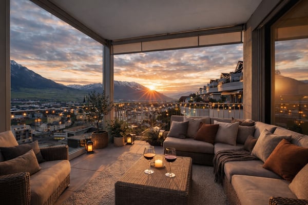 Sonnige Wohnoase mit Panoramasicht über See und Berge 1