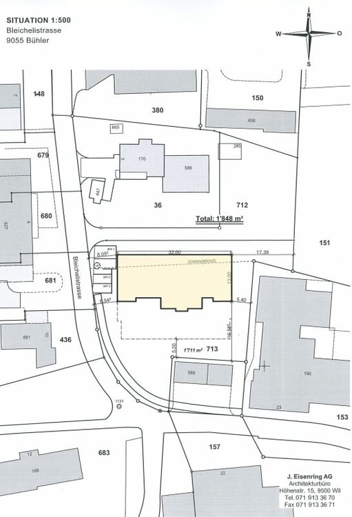 Zu verkaufen an der Bleichelistr. 5 im Bühler, bei Teufen: 1.5 Zimmer Erstbezugswohnung mit grosszügiger Einteilung im 1.OG. 2