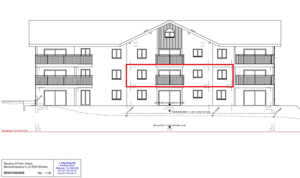 Zu verkaufen an der Bleichelistr. 5 im Bühler, bei Teufen: 1.5 Zimmer Erstbezugswohnung mit grosszügiger Einteilung im 1.OG. 15