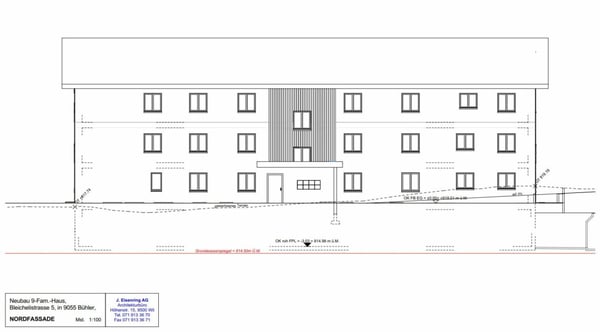 Zu verkaufen an der Bleichelistr. 5 im Bühler, bei Teufen: 1.5 Zimmer Erstbezugswohnung mit grosszügiger Einteilung im 1.OG. 13
