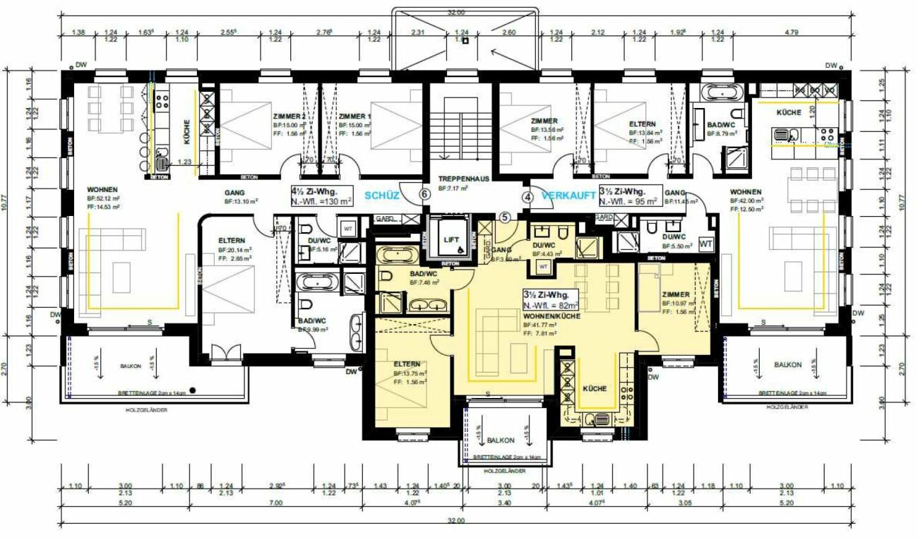 Zu verkaufen an der Bleichelistr. 5 im Bühler, bei Teufen: 3.5 Zimmer Erstbezugswohnung mit grosszügiger Einteilung im 1.OG.