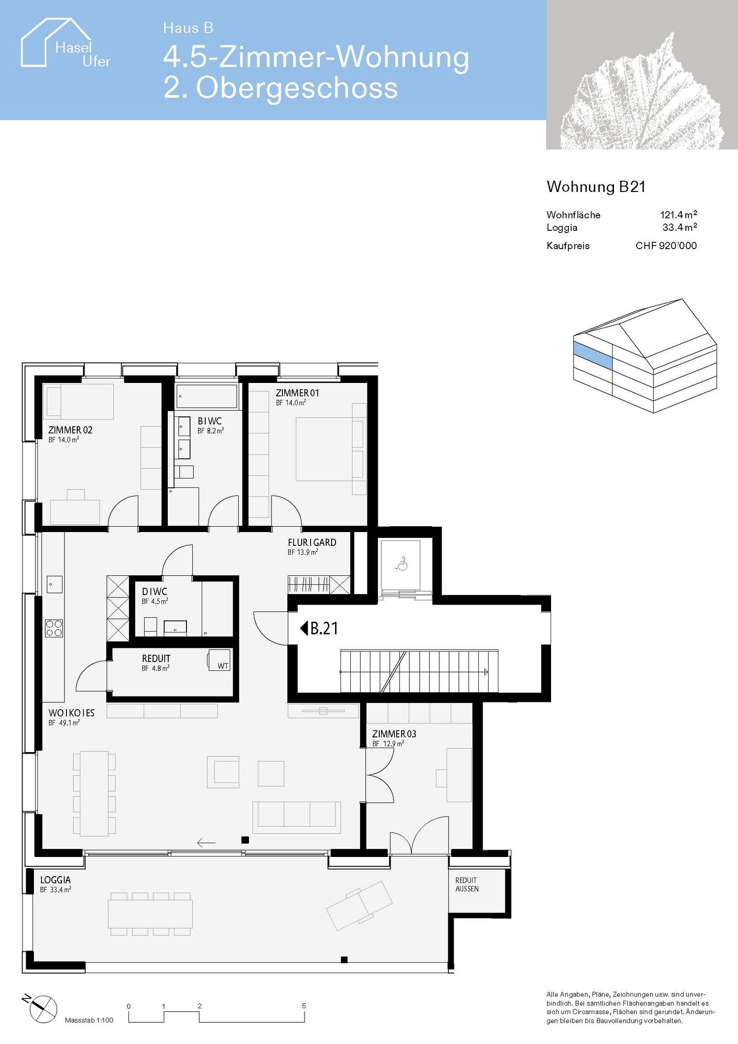 4.5-Zimmer-Wohnung, 2. Obergeschoss, living room, kitchen, 4 bedrooms, 2 bathrooms, loggia