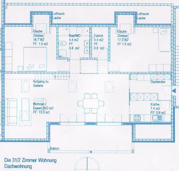 grosse 1.5-Zimmer-Dachwohnung mit Galerie an ruhiger Lage 11
