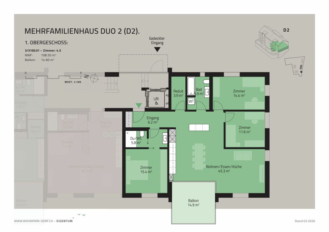Parc résidentiel Village - Appartement 4,5 pièces au 1er étage