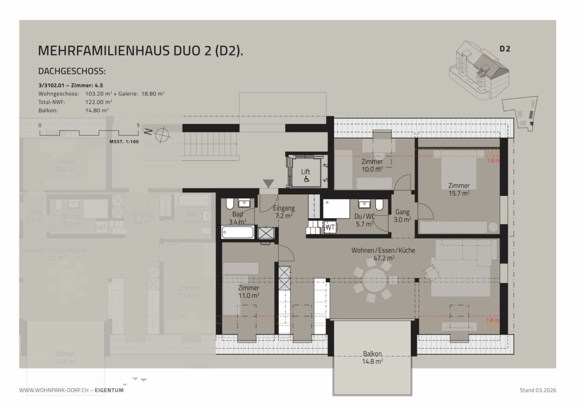 Parco residenziale Villaggio - Appartamento mansardato 4,5 locali