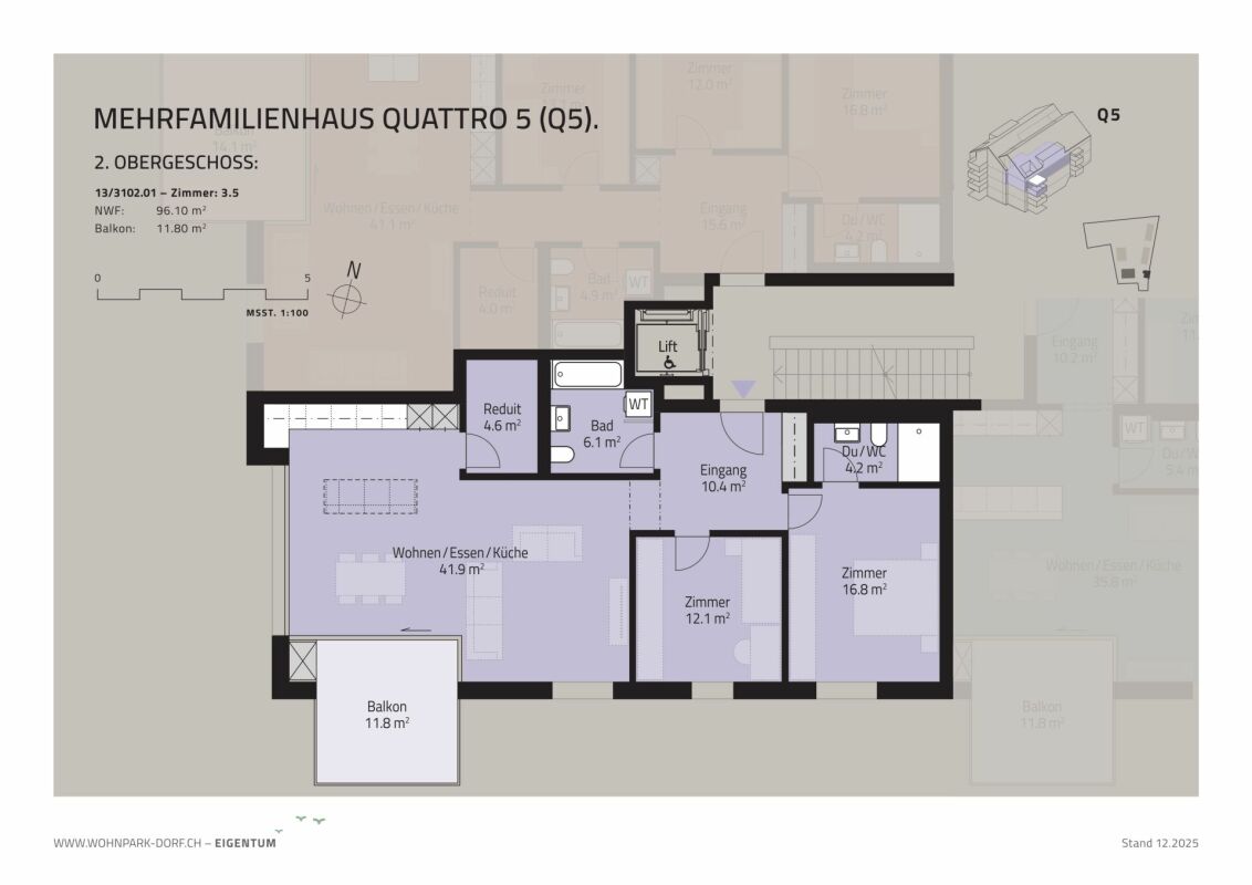 WOHNPARK DORF - 3,5-Zimmer-Wohnung im 2. Obergeschoss