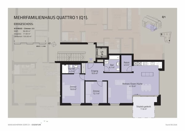 WOHNPARK DORF - VERKAUFSSTART 2. ETAPPE - 3,5-Zimmer-Gartenwohnung 7