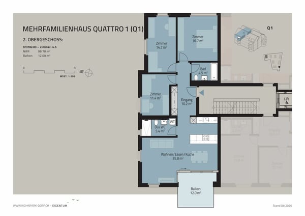 WOHNPARK DORF - VERKAUFSSTART 2. ETAPPE - 4,5-Zimmerwohnung im 2. OG 7