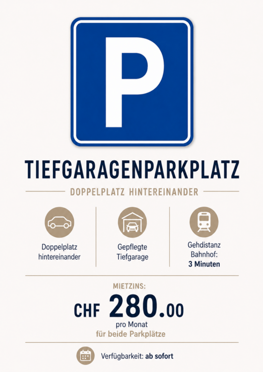 Doppelparkplatz im Zentrum von Meilen!