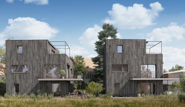 Neubau von zwei exklusiven, freistehenden 1.5-Zimmer-Einfamilienhäusern mit grosszügigen Attikaterrassen in familienfreundlichen, ruhigen und zentrumnahen Quartier 3