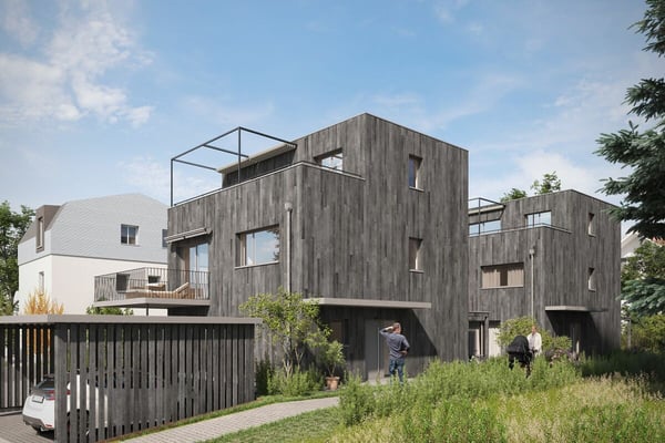 Neubau von zwei exklusiven, freistehenden 1.5-Zimmer-Einfamilienhäusern mit grosszügigen Attikaterrassen in familienfreundlichen, ruhigen und zentrumnahen Quartier 2
