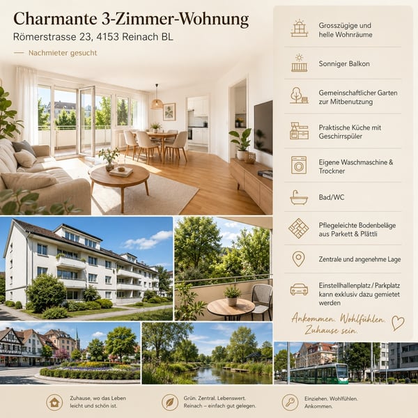 Charmante 3-Zimmer-Wohnung mit Balkon & Gartenmitbenutzung  Reinach BL