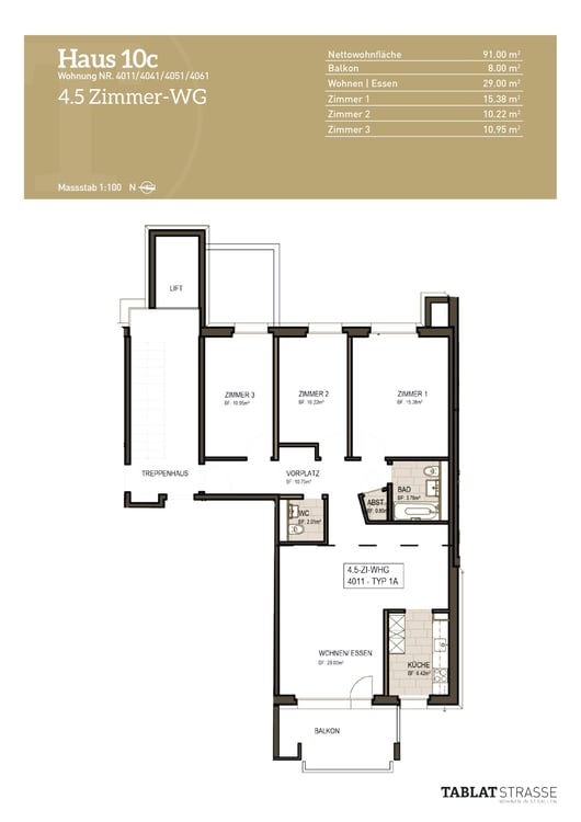Moderne 4½-Zimmerwohnung mit Balkon und Abendsonne 13