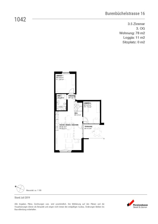 Attraktive 3.5-Zimmer-Wohnung mit sonniger Loggia im Neudorf 9