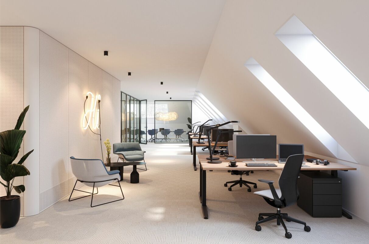 Première occupation après rénovation complète - environ 308 m² d'espaces de bureau flexibles