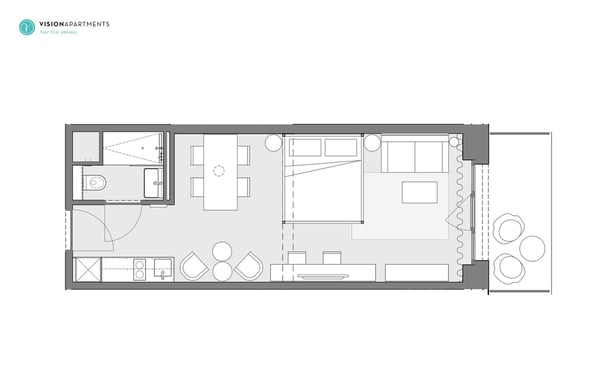 Möbliertes Studio (32 m²) mit direktem Gartenzugang in St. Fiden 6