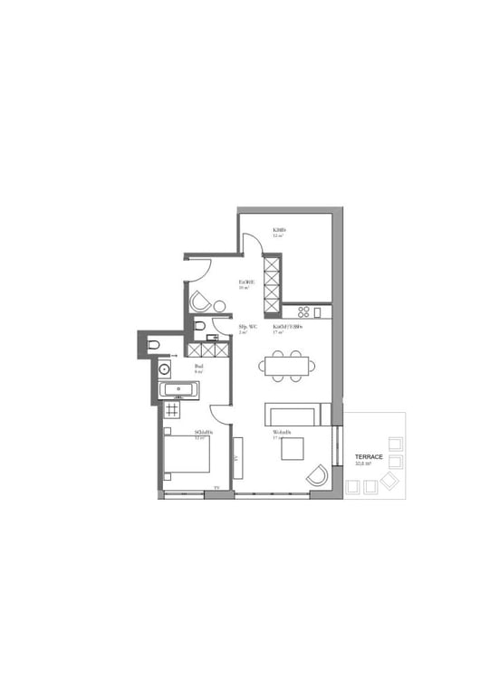 BE11 – Stilvolle 1-Zimmer-Wohnung mit Terrasse an der Bellariastrasse 36, Zürich 4