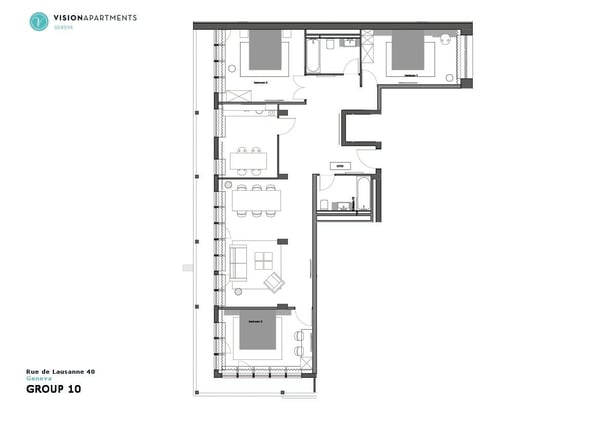 Spacious 2-Room Apartment (3 Bedroom) in Central Geneva – GL702 5