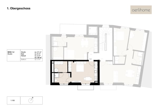 1-Zimmer-Wohnung mit grossem Reduit und Wäscheturm 13
