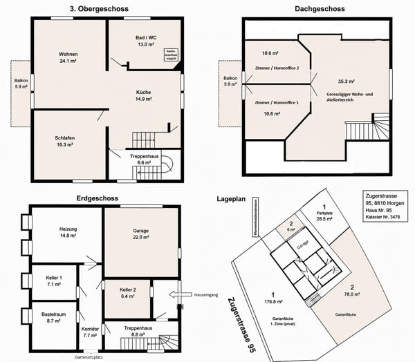 Maisonette mit Seesicht, privatem Garten und einzigartigem Wohnatelier inkl. Garage 17