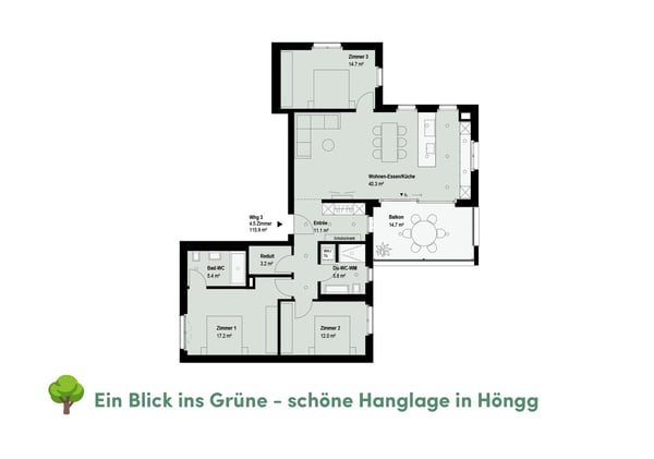 Neubau: 4.5 Zimmer Etagenwohnung in Höngg 3