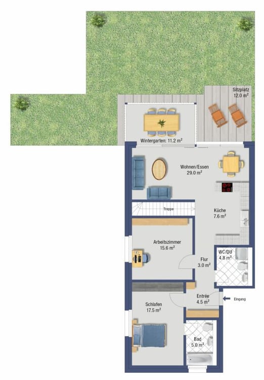 Stilvolle 3.5-Zi.-Gartenwohnung mit Wintergarten ruhig und zentral 12