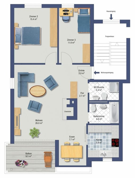 3.5-Zimmer Etagenwohnung an citynaher Wohnlage 15