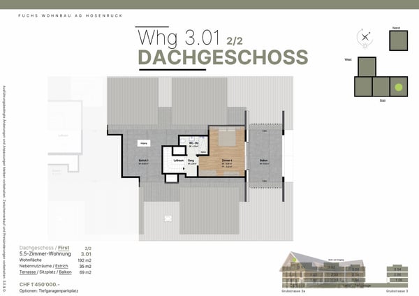 Dachwohnung mit Weitblick | 4½ Zimmer und viel Raum 4