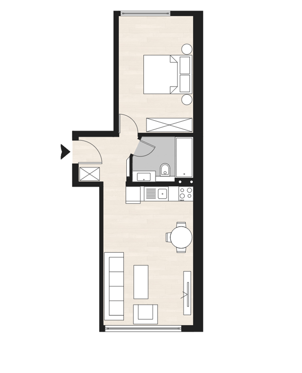 Modern furnished 1-bedroom apartment with weekly cleaning service for rent 12