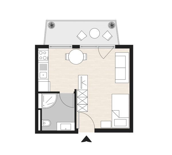 Furnished Studio Apartment in Zurich Wiedikon – Balcony, Cleaning Service 12
