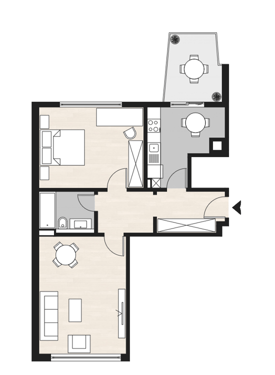 Spacious furnished 1-bedroom apartment with weekly cleaning service for rent 15
