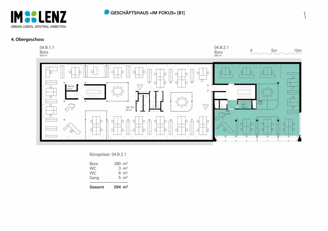 Bureaux et locaux commerciaux « Im Fokus » d'environ 477 m² / Duplex