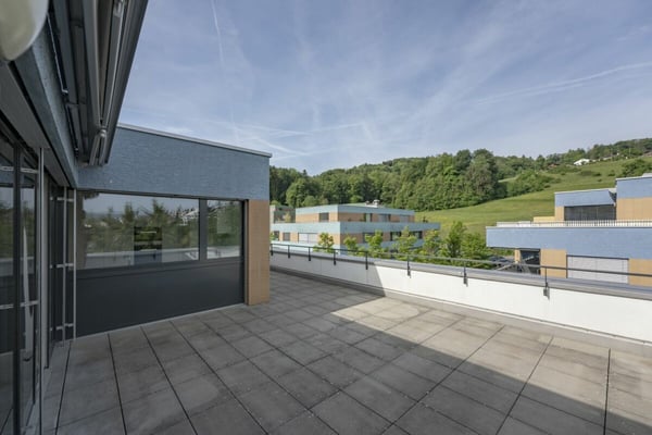 Attikawohnung mit 120 m² Terrasse und unverbautem Blick auf Wald und Weite