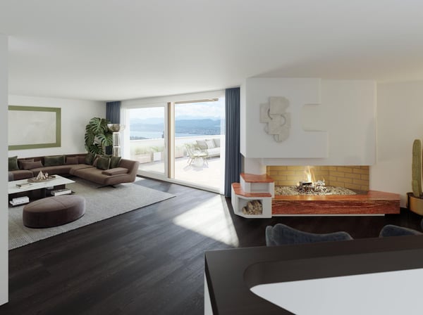 Geniessen Sie ein exklusives Wohnambiente mit einem Weitblick, der von der Stadt Zürich über den Zürichsee bis in die Ferne reicht! 3