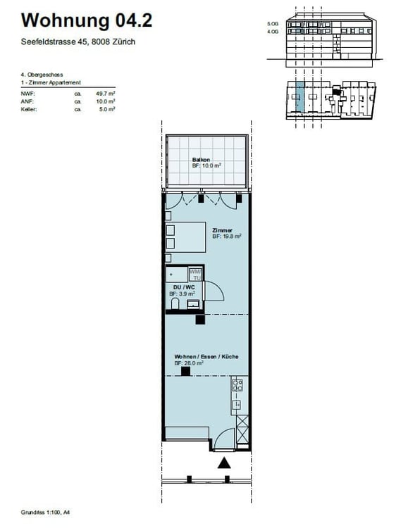 Moderne 1-Zimmer-Loft mit exklusivem Balkon im Seefeld 8