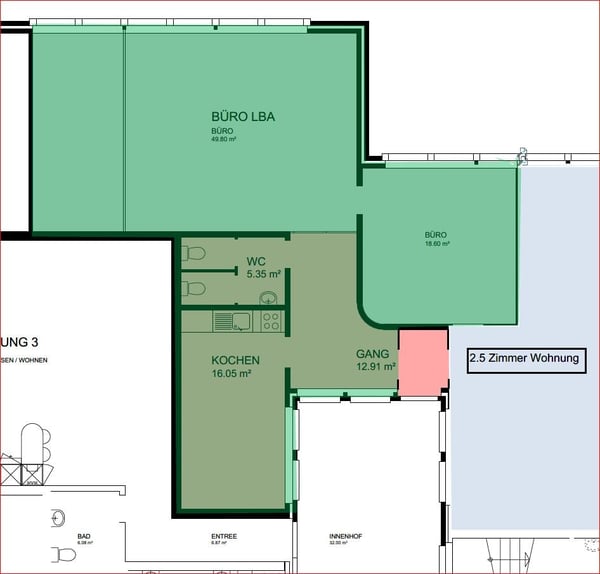 Büroräumlichkeiten mit Einbauküche an ruhiger Lage in Trimmis 13